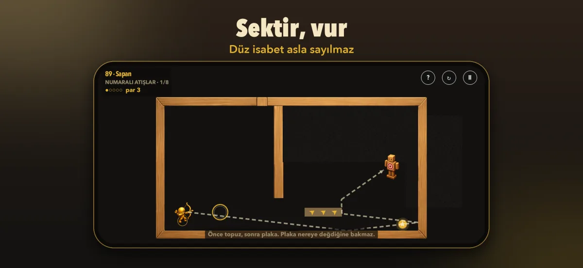 Sektir, vur — nişan çizgisi yalnız ilk sekmeyi gösteriyor