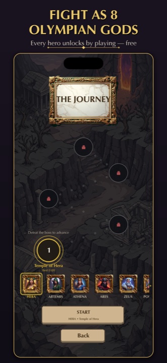 Choose an Olympian hero and journey