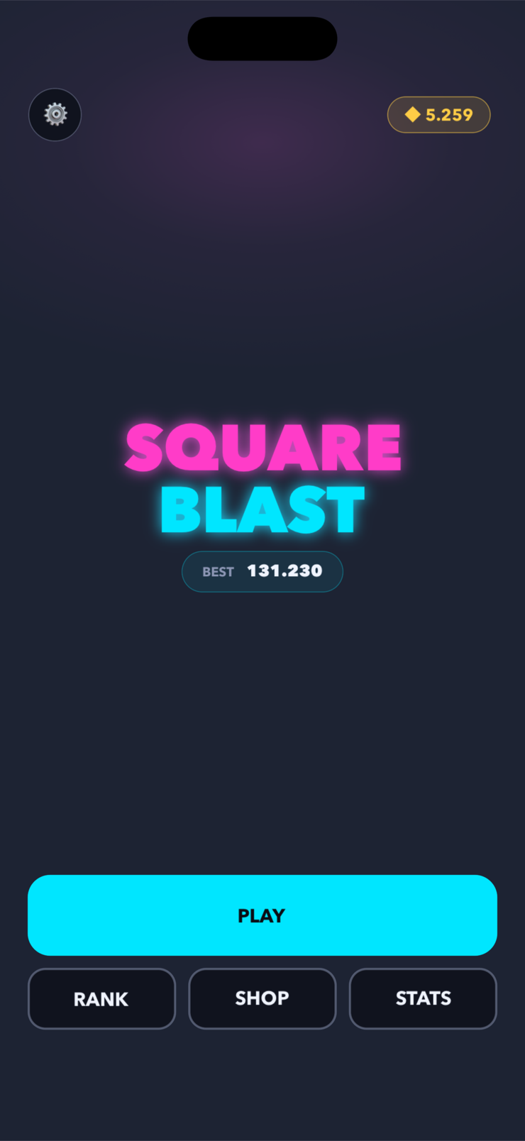 Square Blast home screen