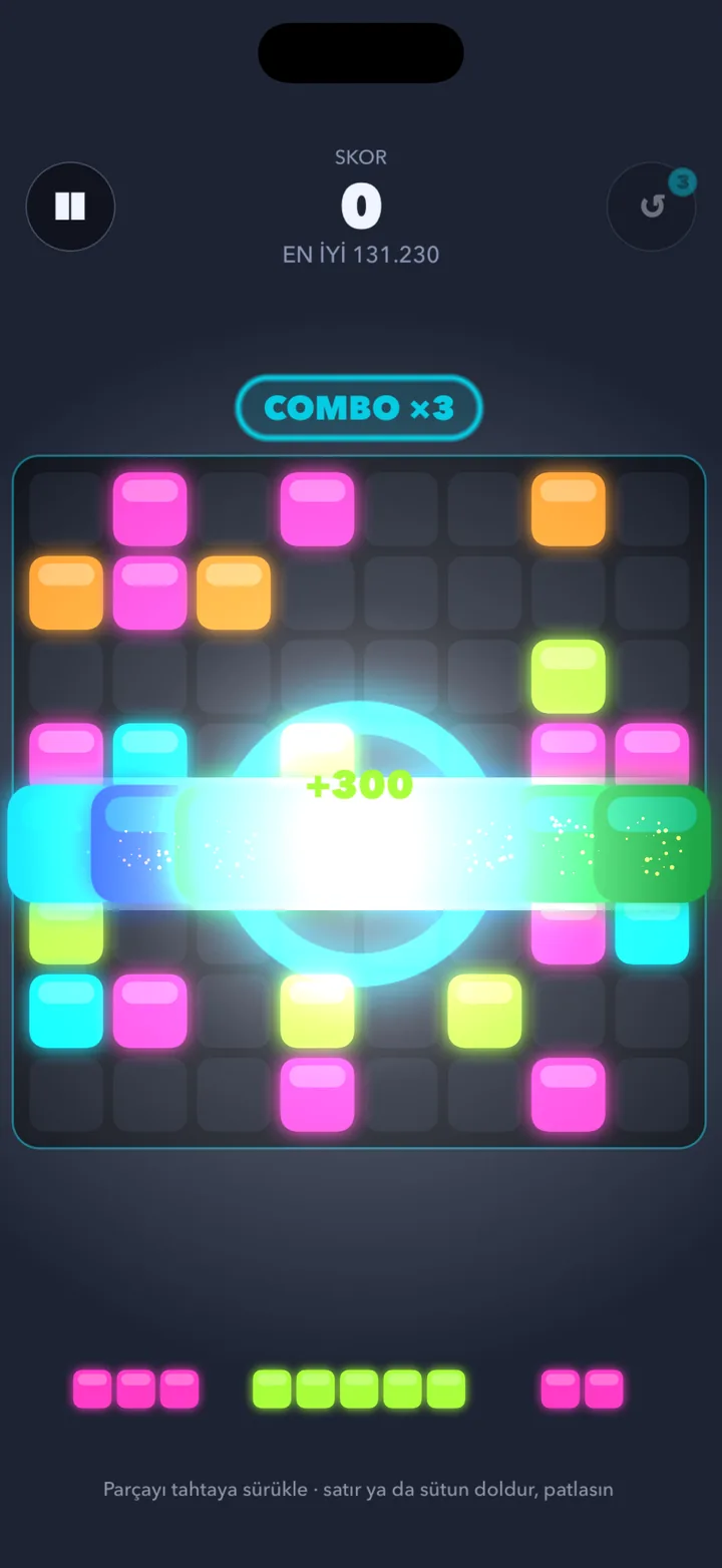 Combo ×3 — patlayan bir satır