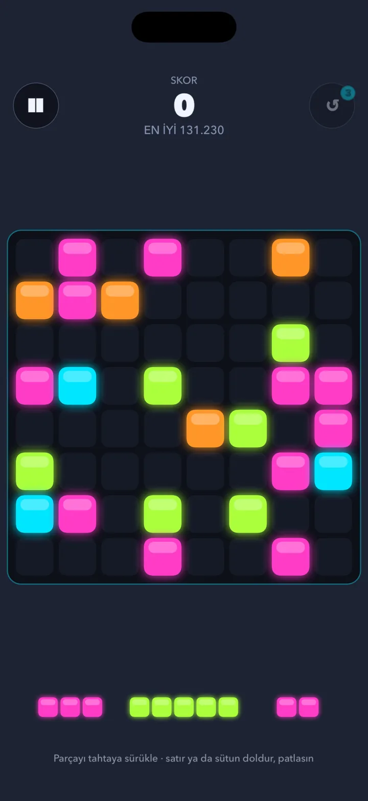 Square Blast — 8×8 tahtada parlayan bloklar