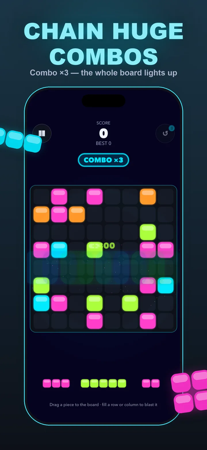 Combo ×3 — the whole board lights up