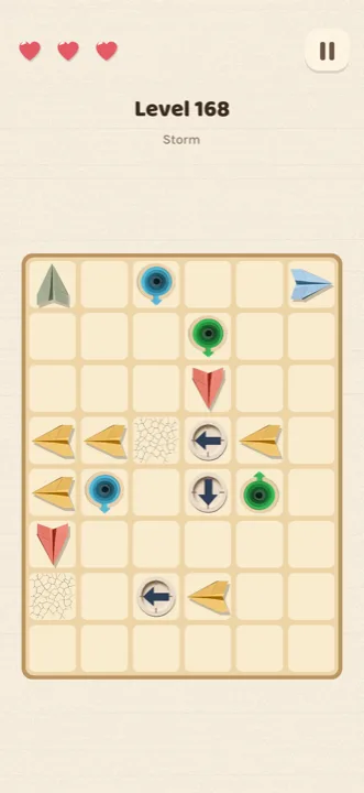 A Whoosh board mid-puzzle, planes waiting on their lanes