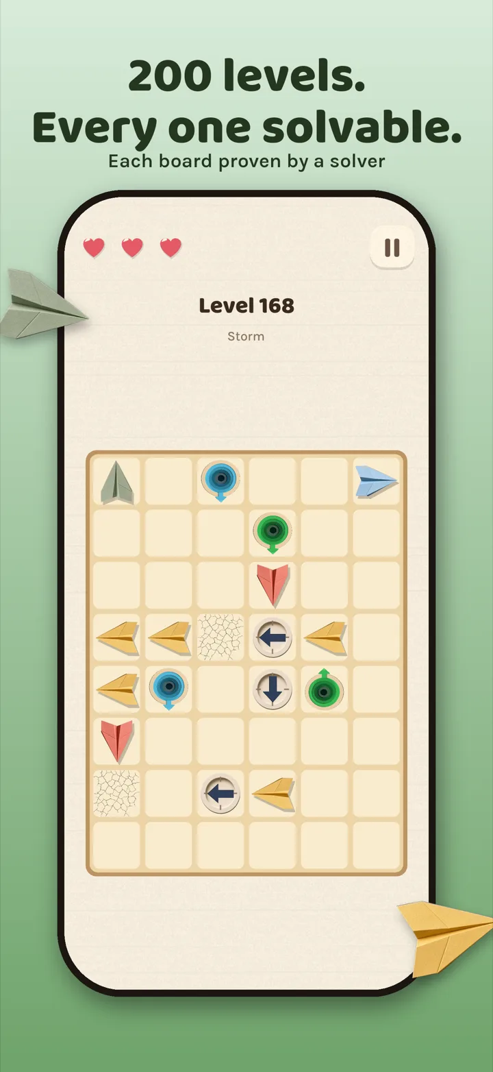 200 levels, every one solvable — a late-game board full of vanes and portals